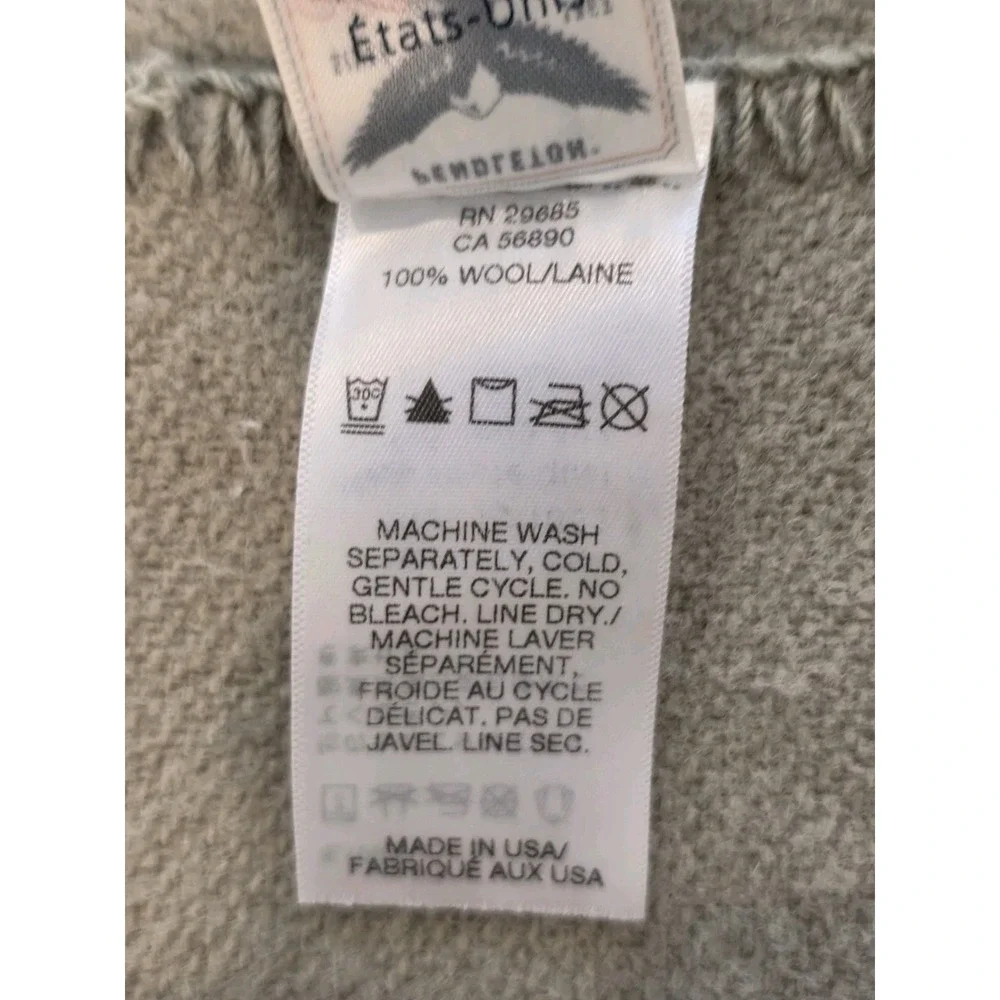 PENDLETON 100% Wool Blanket Home Collection Eco Wise Sage Green Queen Size